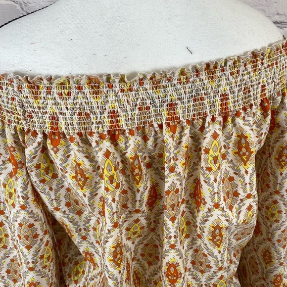 Sanctuary Yellow Gold Geometric Aztec Mid Dress Boho Cold Shoulder size Medium - Picture 9 of 13